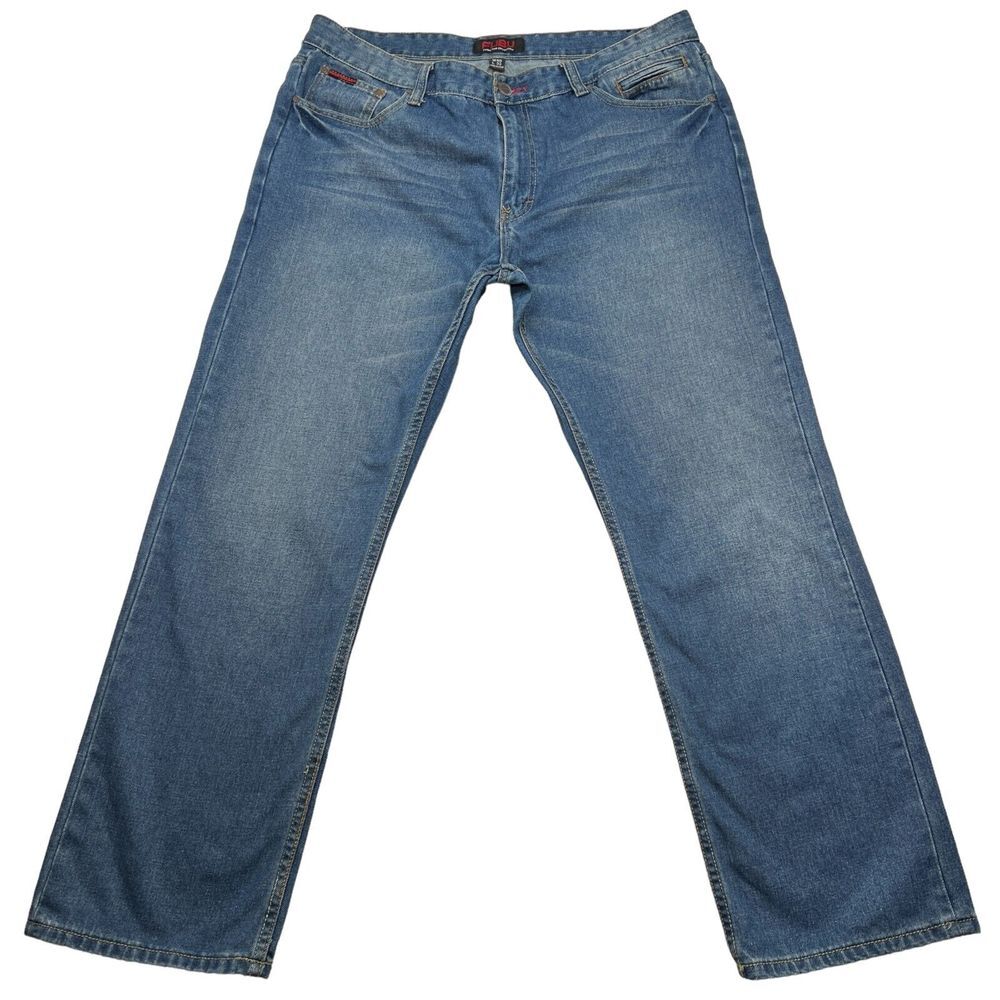 Fubu Jeans Mens Size 40 x‎ 31 Blue Denim Medium Wash Straight Leg Y2K Baggy